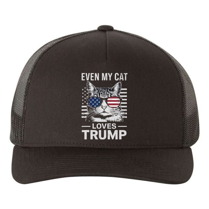 Cat Sunglasses Usa Flag Even My Cat Loves Trump Yupoong Adult 5-Panel Trucker Hat