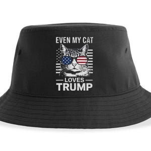 Cat Sunglasses Usa Flag Even My Cat Loves Trump Sustainable Bucket Hat