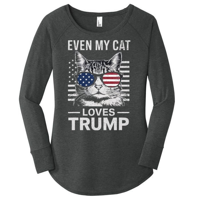 Cat Sunglasses Usa Flag Even My Cat Loves Trump Women's Perfect Tri Tunic Long Sleeve Shirt