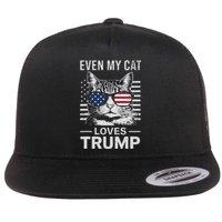 Cat Sunglasses Usa Flag Even My Cat Loves Trump Flat Bill Trucker Hat