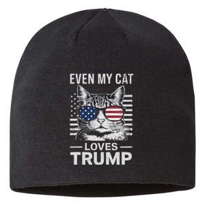 Cat Sunglasses Usa Flag Even My Cat Loves Trump Sustainable Beanie