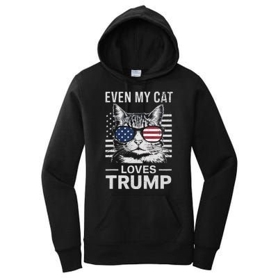 Cat Sunglasses Usa Flag Even My Cat Loves Trump Women's Pullover Hoodie