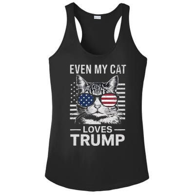 Cat Sunglasses Usa Flag Even My Cat Loves Trump Ladies PosiCharge Competitor Racerback Tank