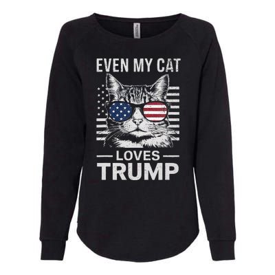 Cat Sunglasses Usa Flag Even My Cat Loves Trump Womens California Wash Sweatshirt