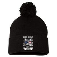 Cat Sunglasses Usa Flag Even My Cat Loves Trump Pom Pom 12in Knit Beanie