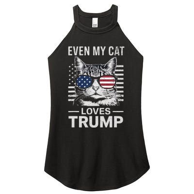 Cat Sunglasses Usa Flag Even My Cat Loves Trump Women’s Perfect Tri Rocker Tank