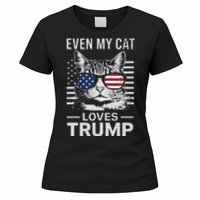 Cat Sunglasses Usa Flag Even My Cat Loves Trump Women's T-Shirt