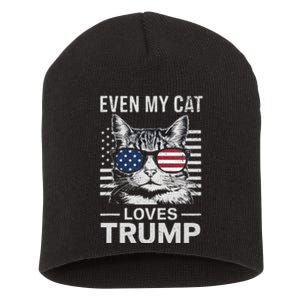 Cat Sunglasses Usa Flag Even My Cat Loves Trump Short Acrylic Beanie