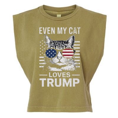 Cat Sunglasses Usa Flag Even My Cat Loves Trump Garment-Dyed Women's Muscle Tee