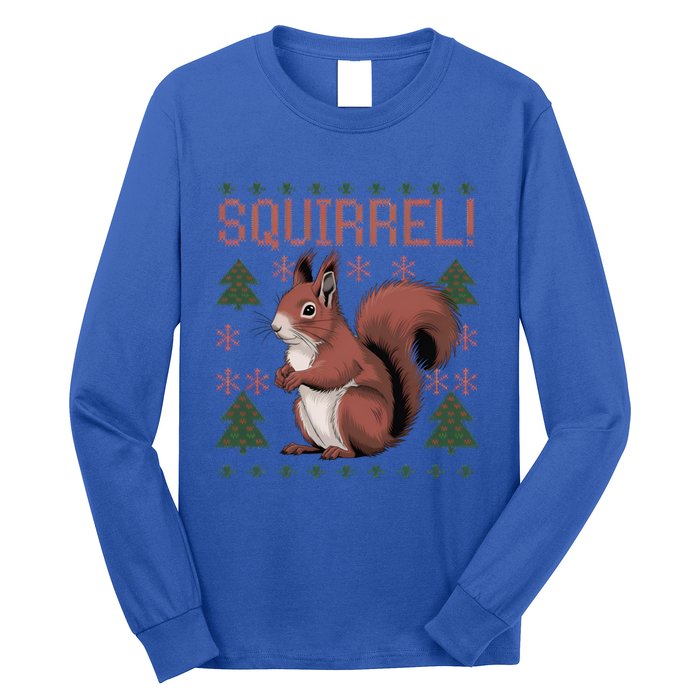 Cute Squirrel Ugly Xmas Pajama Squirrel Christmas Meaningful Gift Long Sleeve Shirt