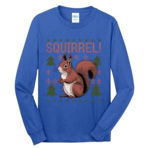 Cute Squirrel Ugly Xmas Pajama Squirrel Christmas Meaningful Gift Tall Long Sleeve T-Shirt