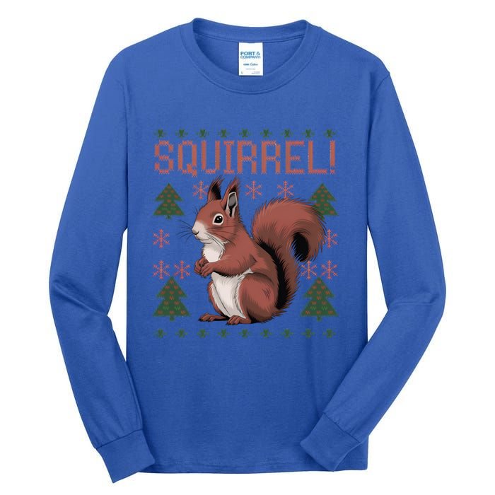 Cute Squirrel Ugly Xmas Pajama Squirrel Christmas Meaningful Gift Tall Long Sleeve T-Shirt