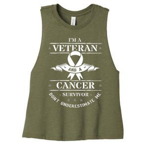 Cancer Survivor Veteran Chemotherapy Warrior Women's Racerback Cropped Tank