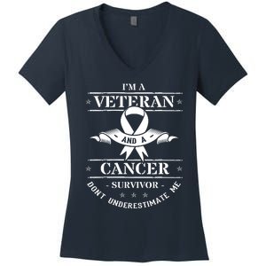 Cancer Survivor Veteran Chemotherapy Warrior Women's V-Neck T-Shirt