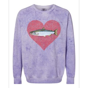 Coho Salmon Valentines Day Fish Love Fingerprint Meaningful Gift Colorblast Crewneck Sweatshirt