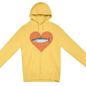 Coho Salmon Valentines Day Fish Love Fingerprint Meaningful Gift Premium Pullover Hoodie