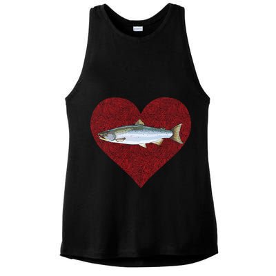 Coho Salmon Valentines Day Fish Love Fingerprint Meaningful Gift Ladies PosiCharge Tri-Blend Wicking Tank