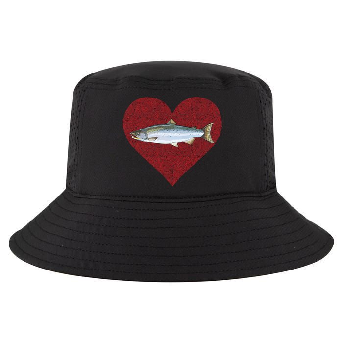 Coho Salmon Valentines Day Fish Love Fingerprint Meaningful Gift Cool Comfort Performance Bucket Hat