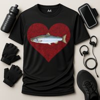 Coho Salmon Valentines Day Fish Love Fingerprint Meaningful Gift Cooling Performance Crew T-Shirt