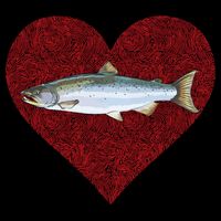 Coho Salmon Valentines Day Fish Love Fingerprint Meaningful Gift Cooling Performance Crew T-Shirt