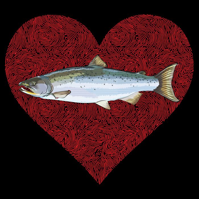 Coho Salmon Valentines Day Fish Love Fingerprint Meaningful Gift Cooling Performance Crew T-Shirt