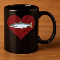 Coho Salmon Valentines Day Fish Love Fingerprint Meaningful Gift 11oz C Handle Ceramic Mug