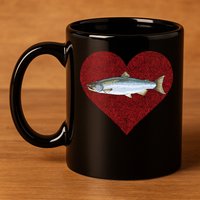 Coho Salmon Valentines Day Fish Love Fingerprint Meaningful Gift 11oz C Handle Ceramic Mug