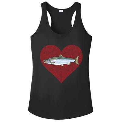 Coho Salmon Valentines Day Fish Love Fingerprint Meaningful Gift Ladies PosiCharge Competitor Racerback Tank