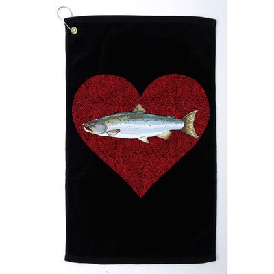 Coho Salmon Valentines Day Fish Love Fingerprint Meaningful Gift Golf Towel
