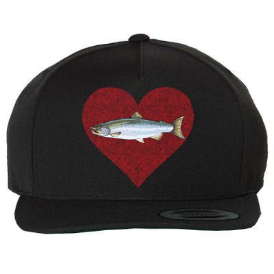 Coho Salmon Valentines Day Fish Love Fingerprint Meaningful Gift Wool Snapback Cap