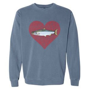 Coho Salmon Valentines Day Fish Love Fingerprint Meaningful Gift Garment-Dyed Sweatshirt