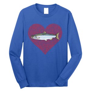 Coho Salmon Valentines Day Fish Love Fingerprint Meaningful Gift Long Sleeve Shirt