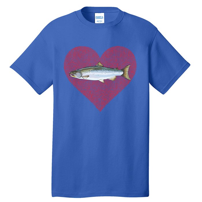 Coho Salmon Valentines Day Fish Love Fingerprint Meaningful Gift Tall T-Shirt