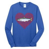 Coho Salmon Valentines Day Fish Love Fingerprint Meaningful Gift Tall Long Sleeve T-Shirt