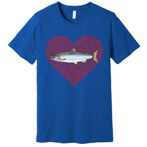 Coho Salmon Valentines Day Fish Love Fingerprint Meaningful Gift Premium T-Shirt