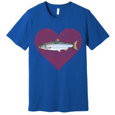Coho Salmon Valentines Day Fish Love Fingerprint Meaningful Gift Premium T-Shirt