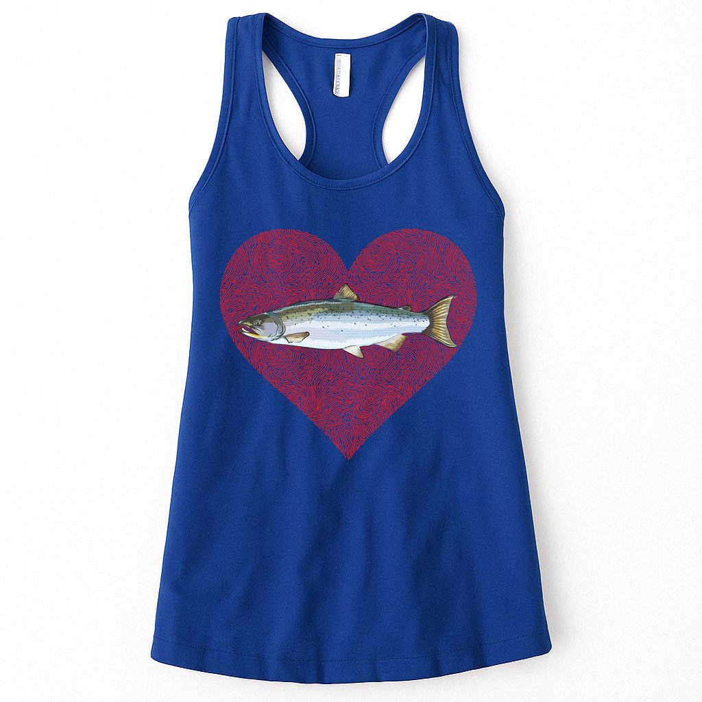 Coho Salmon Valentines Day Fish Love Fingerprint Meaningful Gift Womens Tank Top