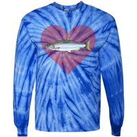 Coho Salmon Valentines Day Fish Love Fingerprint Meaningful Gift Tie-Dye Long Sleeve Shirt