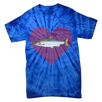 Coho Salmon Valentines Day Fish Love Fingerprint Meaningful Gift Tie-Dye T-Shirt