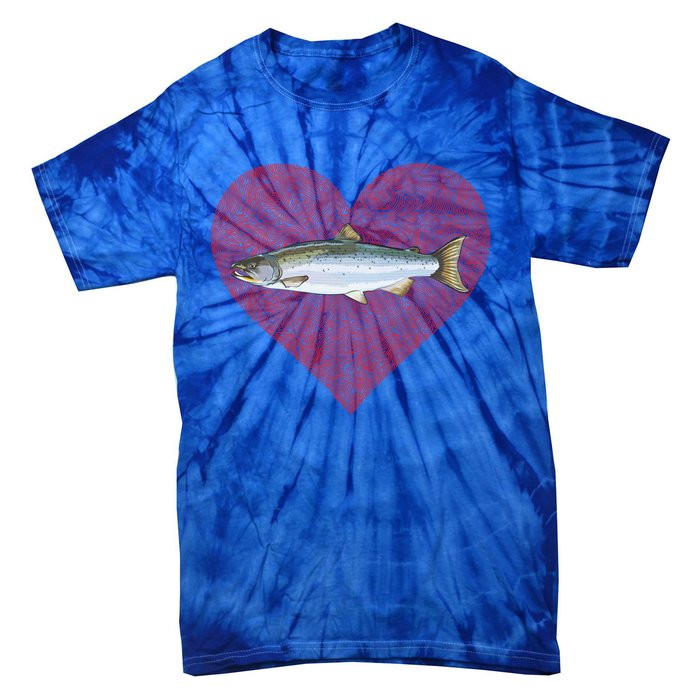 Coho Salmon Valentines Day Fish Love Fingerprint Meaningful Gift Tie-Dye T-Shirt