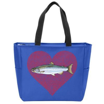 Coho Salmon Valentines Day Fish Love Fingerprint Meaningful Gift Zip Tote Bag