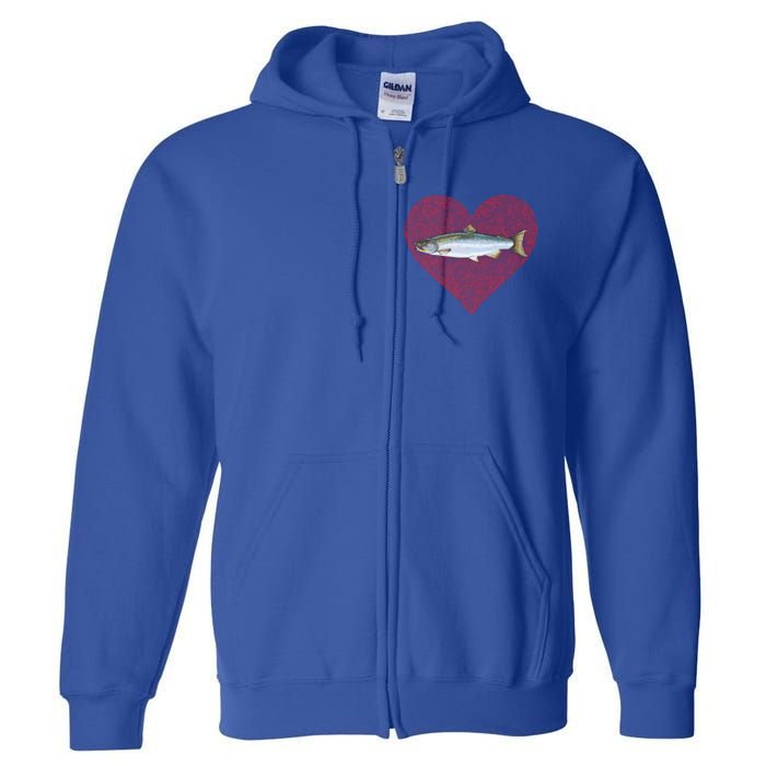 Coho Salmon Valentines Day Fish Love Fingerprint Meaningful Gift Full Zip Hoodie