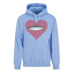 Coho Salmon Valentines Day Fish Love Fingerprint Meaningful Gift Unisex Surf Hoodie