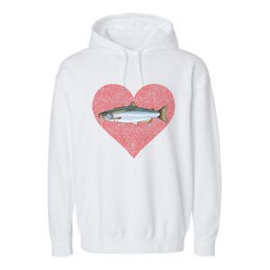 Coho Salmon Valentines Day Fish Love Fingerprint Meaningful Gift Garment-Dyed Fleece Hoodie