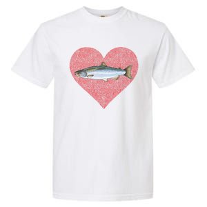 Coho Salmon Valentines Day Fish Love Fingerprint Meaningful Gift Garment-Dyed Heavyweight T-Shirt