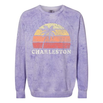 Charleston Sc Vintage 70s Retro Throwback Design Colorblast Crewneck Sweatshirt