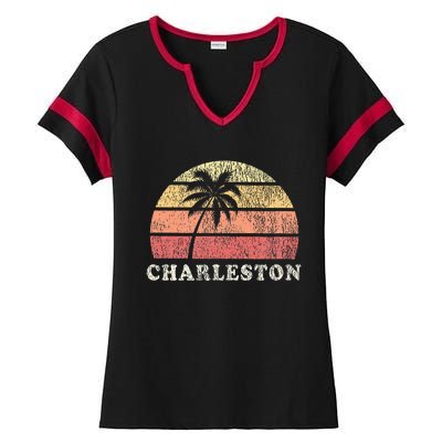 Charleston Sc Vintage 70s Retro Throwback Design Ladies Halftime Notch Neck Tee