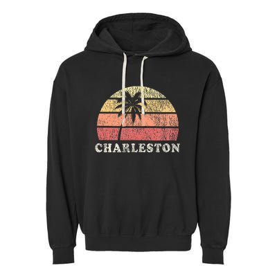 Charleston Sc Vintage 70s Retro Throwback Design Garment-Dyed Fleece Hoodie