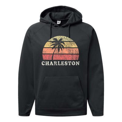 Charleston Sc Vintage 70s Retro Throwback Design Performance Fleece Hoodie