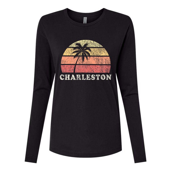 Charleston Sc Vintage 70s Retro Throwback Design Womens Cotton Relaxed Long Sleeve T-Shirt